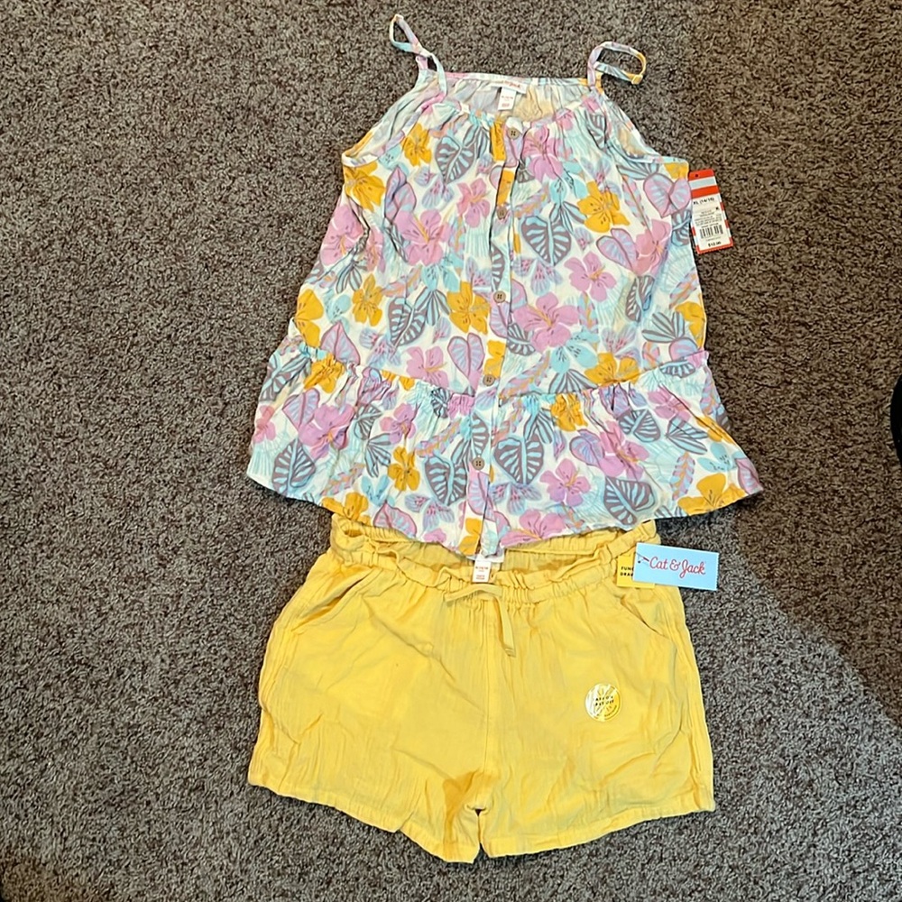 NWT Cat & Jack Girls XL (14/16) Linen Short Set